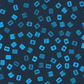 Set Rewind button, Stopwatch, Online play video and Repeat on seamless pattern Stock Illustration