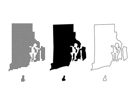 Set of Rhode island map, united states of america. Flat concept symbol vector Stock Illustration
