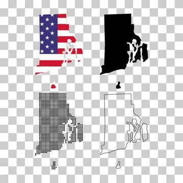 Set of Rhode island map, united states of america. Flat concept symbol vector Stock Illustration