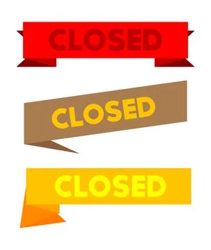 Set of ribbon with Closed text. Banner template. Label sticker. Sign. Stock Illustration