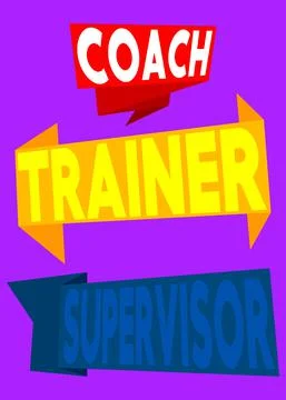Set of ribbon with Coach, Trainer, Supervisor text. Banner template. Label st Stock Illustration