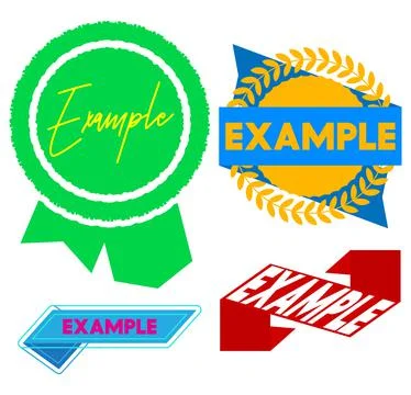 Set of ribbon with Example text. Banner template. Label sticker. Sign. Stock Illustration