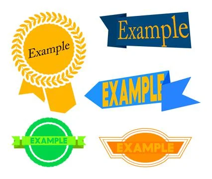 Set of ribbon with Example text. Banner template. Label sticker. Sign. 스톡 일러스트