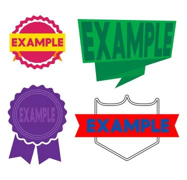 Set of ribbon with Example text. Banner template. Label sticker. Sign. Stock Illustration