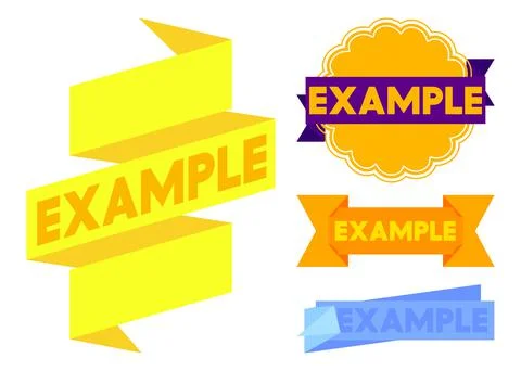 Set of ribbon with Example text. Banner template. Label sticker. Sign. 库存插图