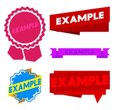 Set of ribbon with Example text. Banner template. Label sticker. Sign. 스톡 일러스트