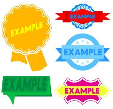 Set of ribbon with Example text. Banner template. Label sticker. Sign. Stock Illustration