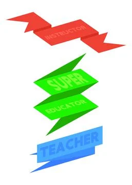 Set of ribbon with Instructor, Super Educator, Teacher text. Banner template. Stock Illustration