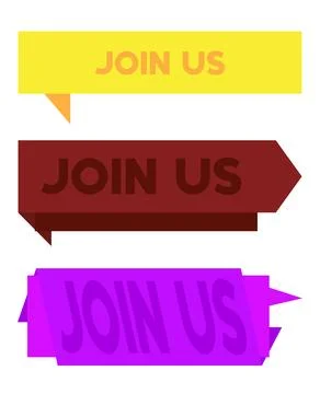 Set of ribbon with Join Us text. Banner template. Label sticker. Sign. Stock Illustration