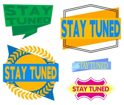 Set of ribbon with Stay Tuned text. Banner template. Label sticker. Sign. 스톡 일러스트