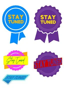 Set of ribbon with Stay Tuned text. Banner template. Label sticker. Sign. 스톡 일러스트