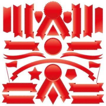 Set of ribbons and design elements, vector illustration. 库存插图