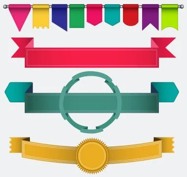 Set of ribbons and flags Stock Illustration