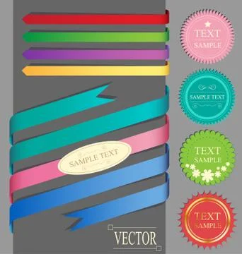 Set of ribbons and labels vector Stock Illustration
