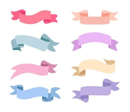 Set of ribbons with colorful elements. Modern and simple ribbon collection Stock Illustration
