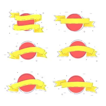 Set of ribbons with dashed lines and geometric abstract shapes. Elements for  Stock Illustration