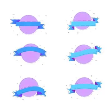 Set of ribbons with dashed lines and geometric abstract shapes. Elements for  Stock Illustration