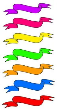 A set of ribbons in different colors. Collection of simple ribbons. Stock Illustration