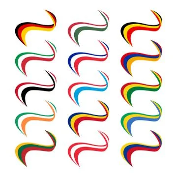 Set of ribbons with flags of different countries Stock Illustration