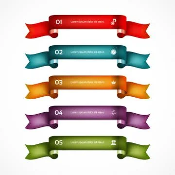 Set of ribbons. Infographic design. Numbered banners. Stock Illustration