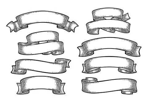 Set of ribbons isolated on white background. Vector Stock Illustration