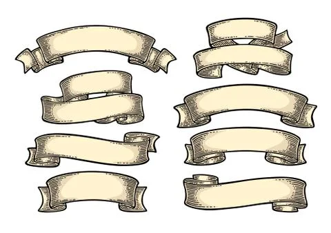 Set of ribbons isolated on white background. Vector Stock Illustration