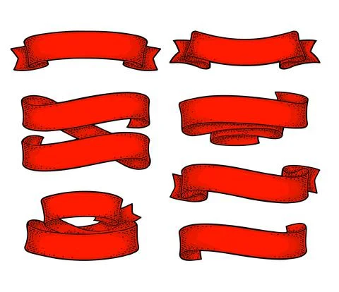 Set of ribbons isolated on white background. Vector Illustrazione stock