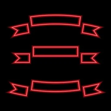 Set ribbons neon lights. Vector illustration . Stock Illustration