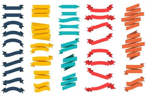 Set of Ribbons. Ribbon elements. Stock Illustration