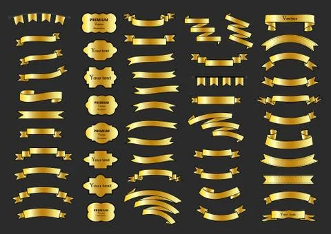 A set of ribbons. Ribbon elements. Vintage. Modern simple ribbons collection. Stock Illustration