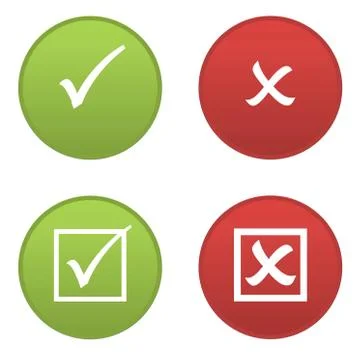 Set of right and wrong symbols icons Stock Illustration