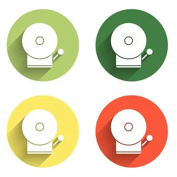 Set Ringing alarm bell icon isolated with long shadow background. Fire alar.. Stock Illustration