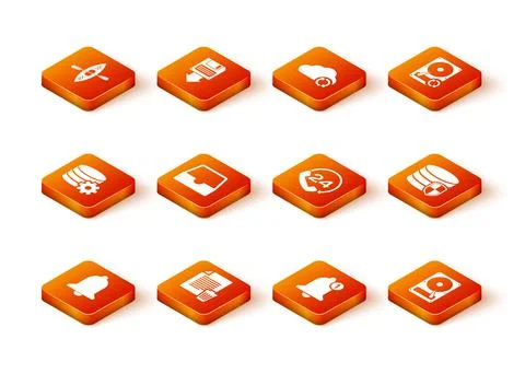 Set Ringing bell, Delete file document, Setting database server, Social media 스톡 일러스트