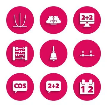Set Ringing bell, Equation solution, Calendar, Graph, schedule, chart, diagram Stock Illustration