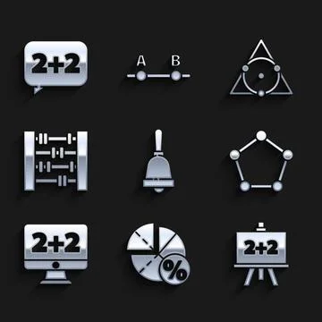 Set Ringing bell, Graph, schedule, chart, diagram, Chalkboard, Geometric figure Illustrazione stock