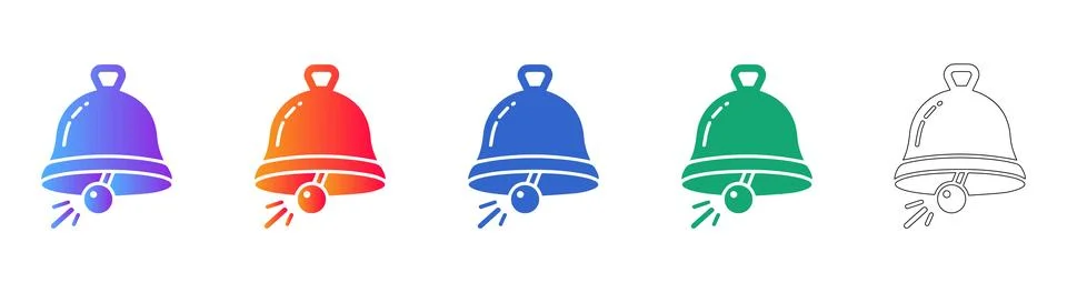 Set of Ringing Bell Icons Stock Illustration