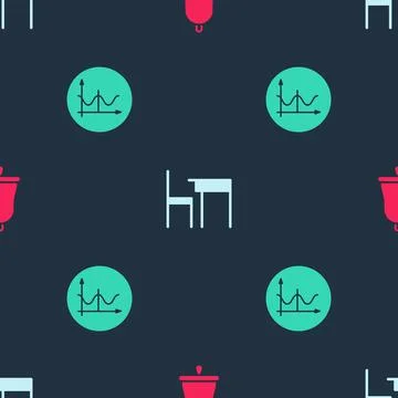 Set Ringing bell, School table and chair and Graph, schedule, chart, diagram on Stock Illustration