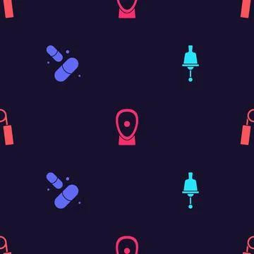 Set Ringing bell, Vitamin pill, Boxing training paws and Sport expander on Stock Illustration