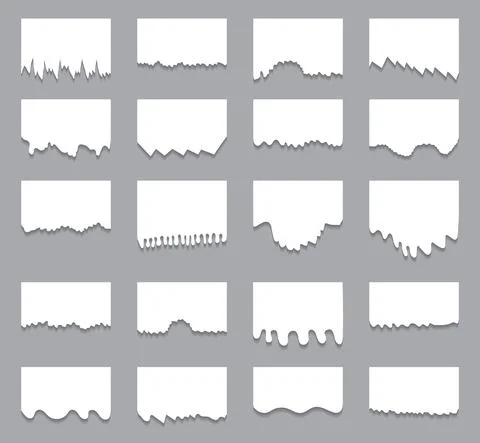 Set of ripped and torn blank paper background. Vector Illustrazione stock