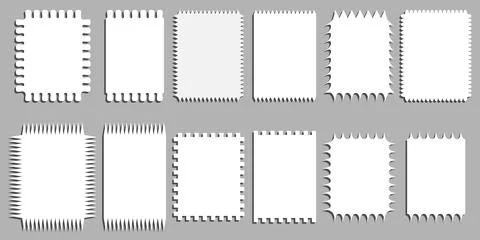 Set of ripped and torn blank paper background. Vector Stock Illustration