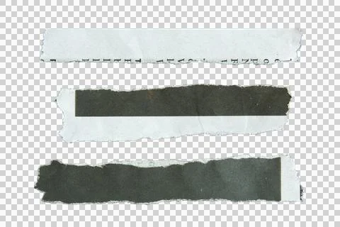 Set of ripped long rectangular black and white newspaper Foto stock