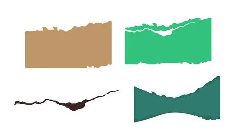 Set of ripped paper edges with distressed grunge border texture elements Stock Illustration