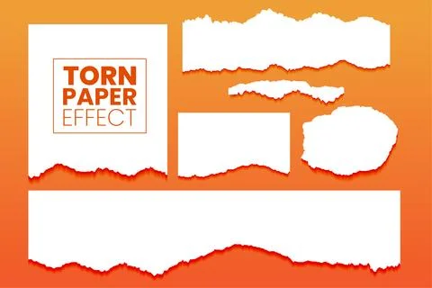 Set of ripped torn paper sheets effect on transparent background vector Illustrazione stock