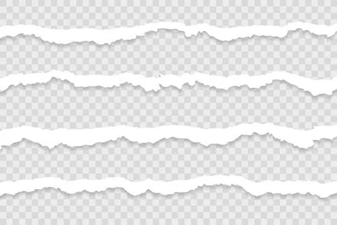 Set of ripped torn papers on transparent background Stock Illustration
