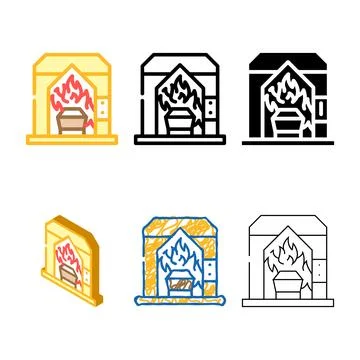 Set rite of cremation color icon vector Stock Illustration