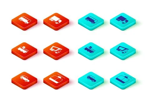 Set Off road car, Cable, Cargo ship with boxes delivery, Delivery cargo truck イラスト素材