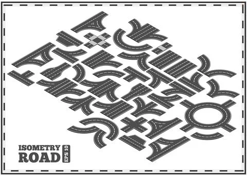 Set of road elements. Stock Illustration