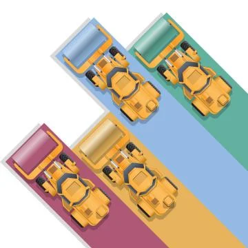 Set of road rollers with colored strips. Stock Illustration