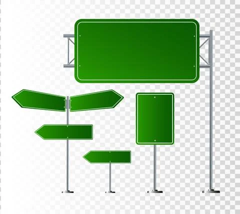 Set of road signs isolated on transparent background. Vector illustration Stock Illustration