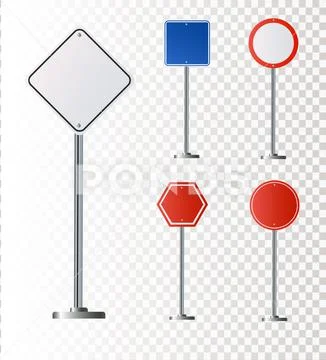 Set of road signs isolated on white background. Vector illustration ...
